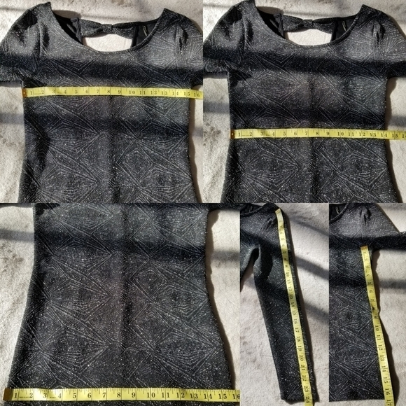 Only Black Sparkle Boat Neck Long Sleeve Cut-out Back Party Shirt - Picture 7 of 8